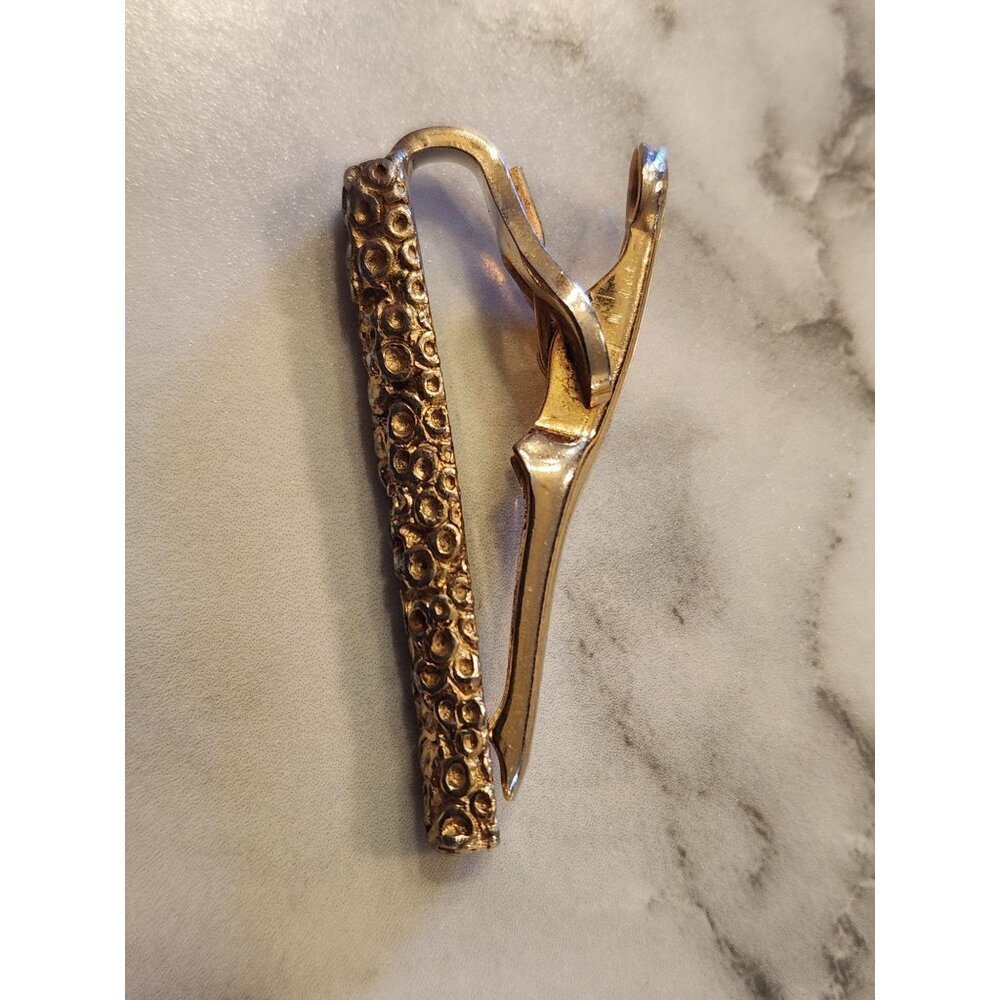 Vintage Gold Textured Tie Clip For Mens Formal Wear